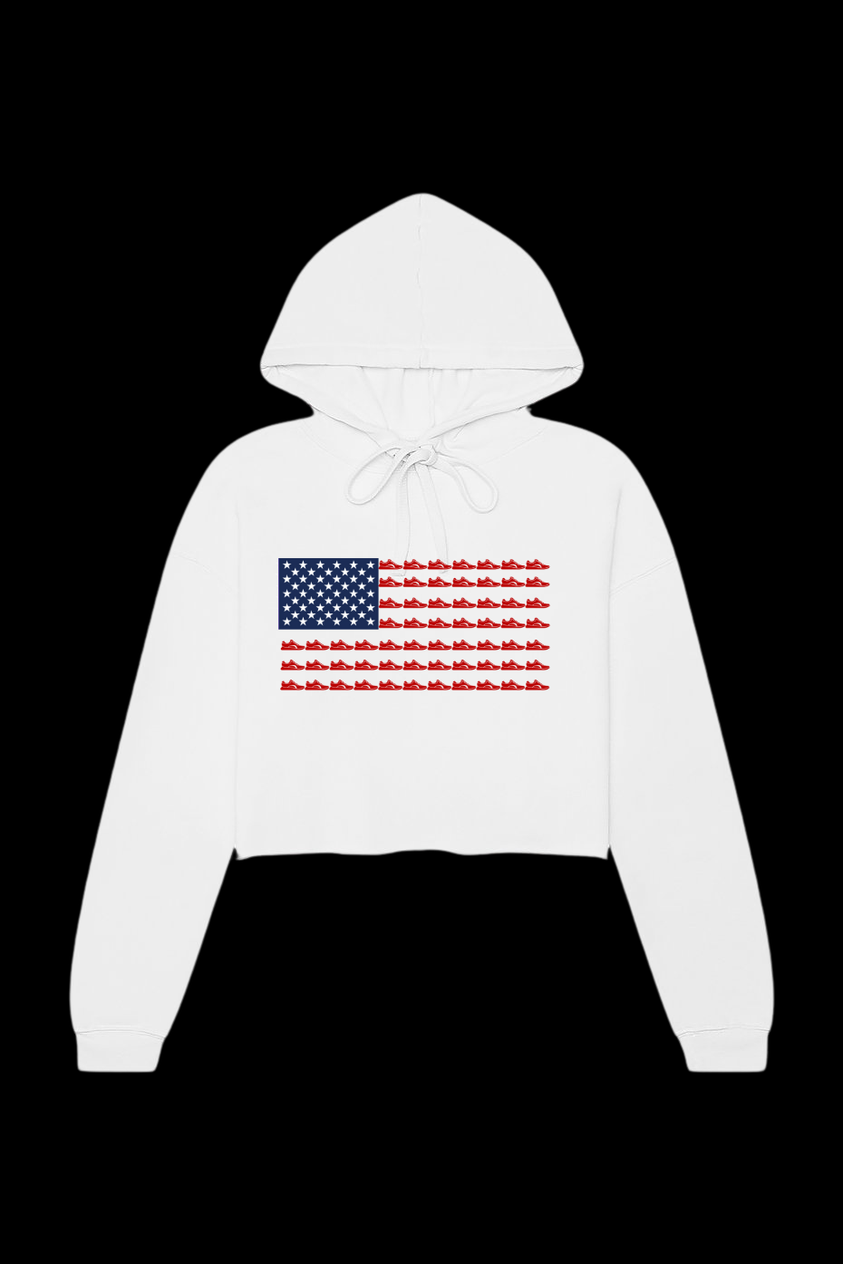 Running Star American Flag Cropped Hoodie for Women